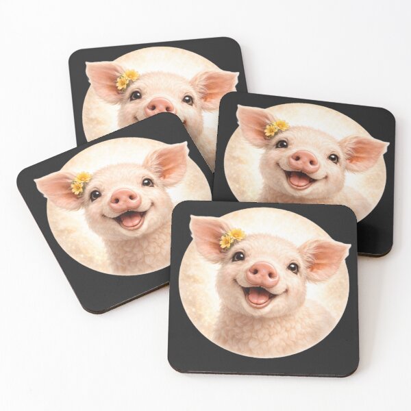 Item preview, Pig Personality Portrait – Soft Cream Circle Farm Animal Art designed and sold by TheJoyfulPen.