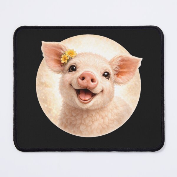 Item preview, Pig Personality Portrait – Soft Cream Circle Farm Animal Art designed and sold by TheJoyfulPen.