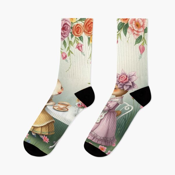 Item preview, Vintage Bunny Garden Tea Party Whimsical Floral Illustration designed and sold by RelinCreates.