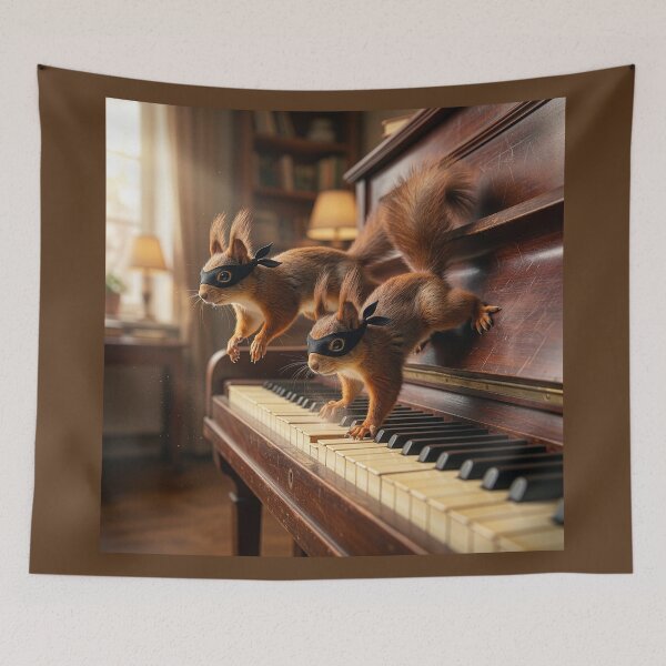 Item preview, Red Squirrel Bandits Play Piano designed and sold by Tridentulus.