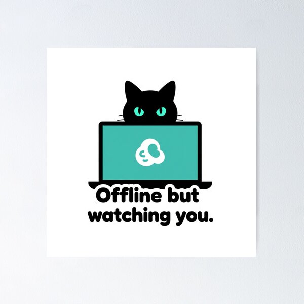 Item preview, Offline Cat - Stealth Mode Slack & Teams Ninja Sticker designed and sold by ZYNORAworld.