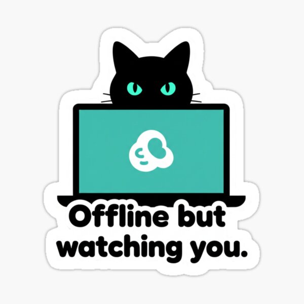 Item preview, Offline Cat - Stealth Mode Slack & Teams Ninja Sticker designed and sold by ZYNORAworld.