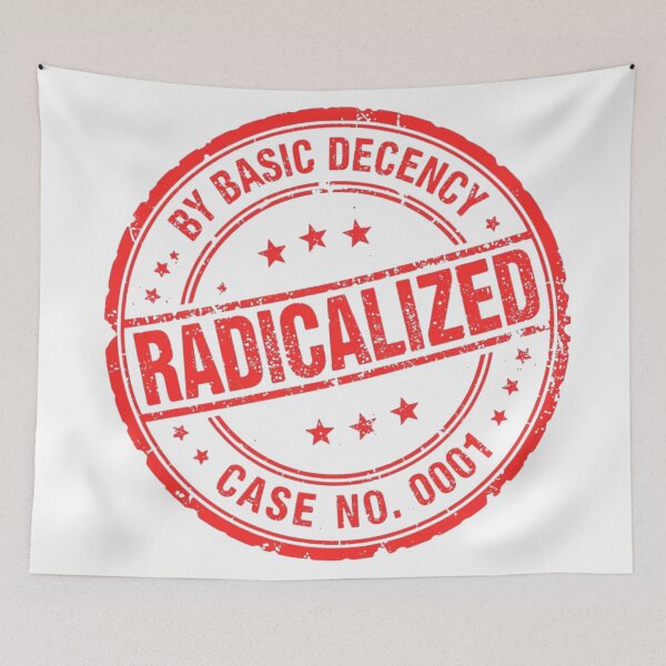 Item preview, Radicalized by Basic Decency Stamp Shirt – Bold Statement Typography Design designed and sold by EchoPrint Co..