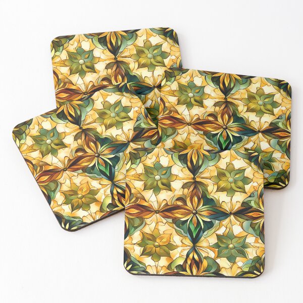 Item preview, Vintage Art Deco Green, Golden, And Cream Pattern designed and sold by DEC02.