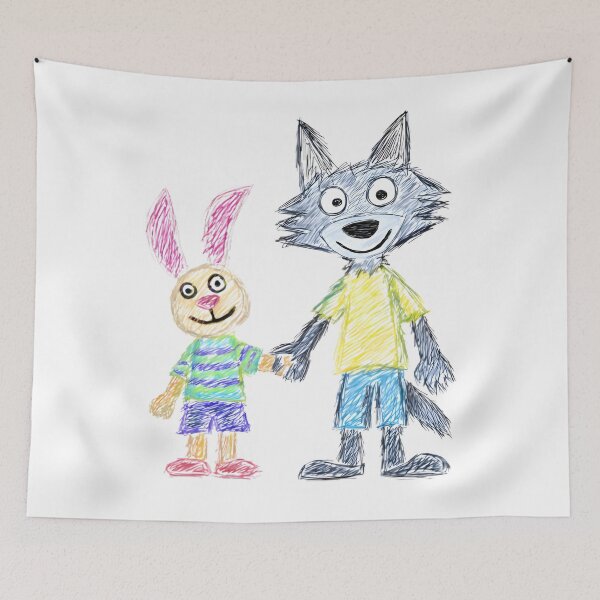 Item preview, Cartoon Wolf & Bunny designed and sold by Retro Whimsy.