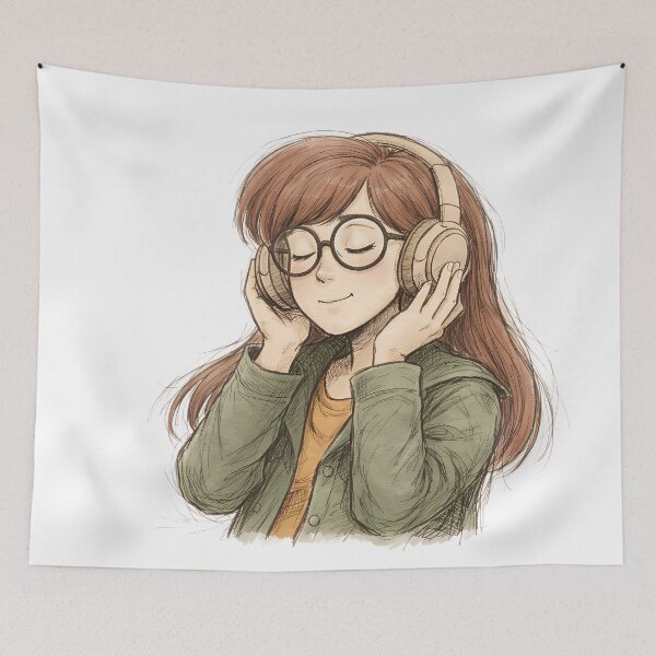Item preview, DARIA MORGENDORFFER WITH WIRELESS HEADPHONES designed and sold by LIS AND MELIVERSO.