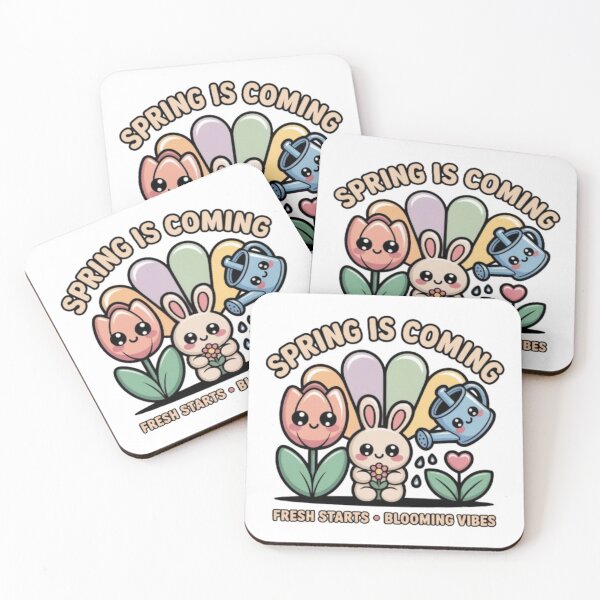 Item preview, Spring Is Coming Kawaii Bunny T-Shirt – Cute Floral Easter Gift for Spring Lovers & Pastel Aesthetic Fans designed and sold by GemBob Creations.