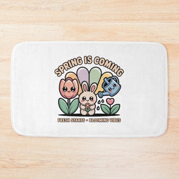 Item preview, Spring Is Coming Kawaii Bunny T-Shirt – Cute Floral Easter Gift for Spring Lovers & Pastel Aesthetic Fans designed and sold by GemBob Creations.