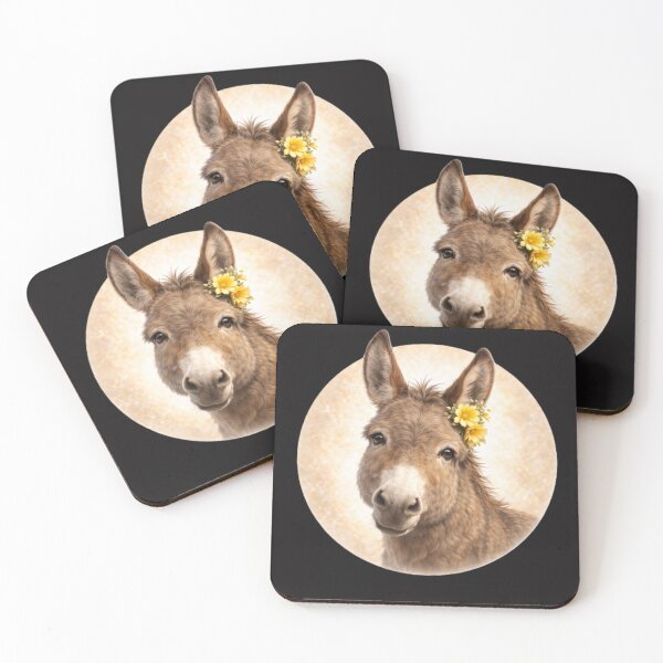 Item preview, Donkey Personality Portrait – Soft Cream Circle Farm Animal Art designed and sold by TheJoyfulPen.