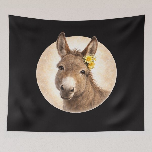 Item preview, Donkey Personality Portrait – Soft Cream Circle Farm Animal Art designed and sold by TheJoyfulPen.