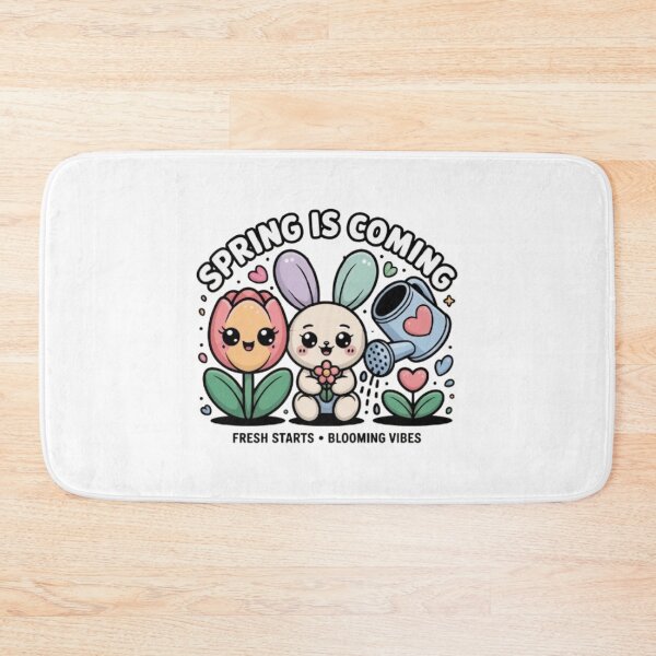 Item preview, Spring Is Coming Kawaii Bunny T-Shirt – Cute Easter Floral Gift for Pastel Aesthetic & Cottagecore Lovers designed and sold by GemBob Creations.