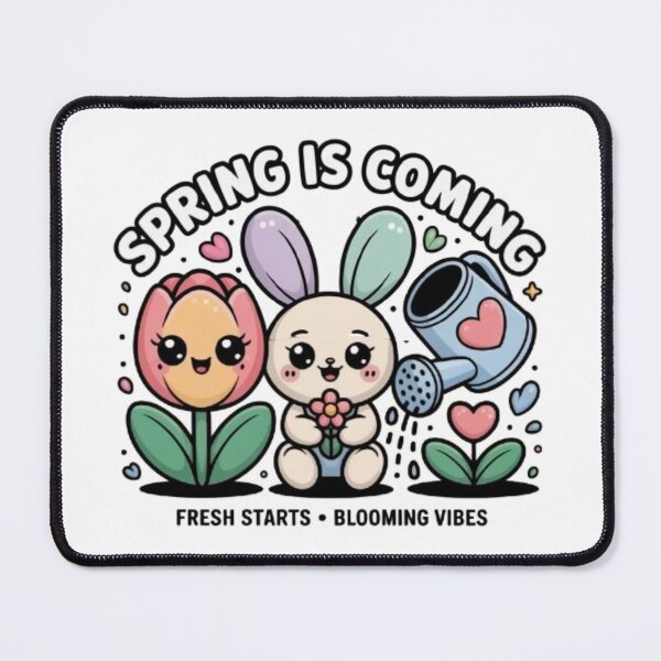 Item preview, Spring Is Coming Kawaii Bunny T-Shirt – Cute Easter Floral Gift for Pastel Aesthetic & Cottagecore Lovers designed and sold by GemBob Creations.