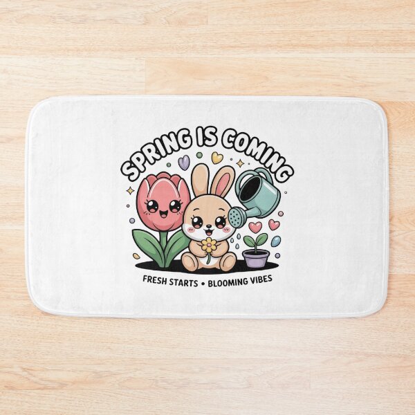Item preview, Spring Is Coming Kawaii Bunny T-Shirt – Cute Easter Floral Pastel Gift for Cottagecore & Bunny Lovers designed and sold by GemBob Creations.