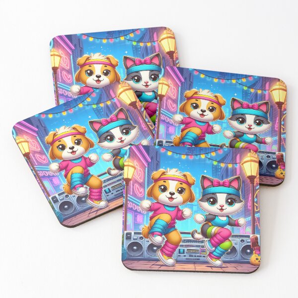 Item preview, Cute 80s Street Dance Pets Cartoon designed and sold by CuteThingsWorld.