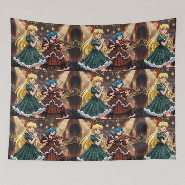 Item preview, Minako and Michiru holding a Christmas Concert designed and sold by Solace Sparkles.