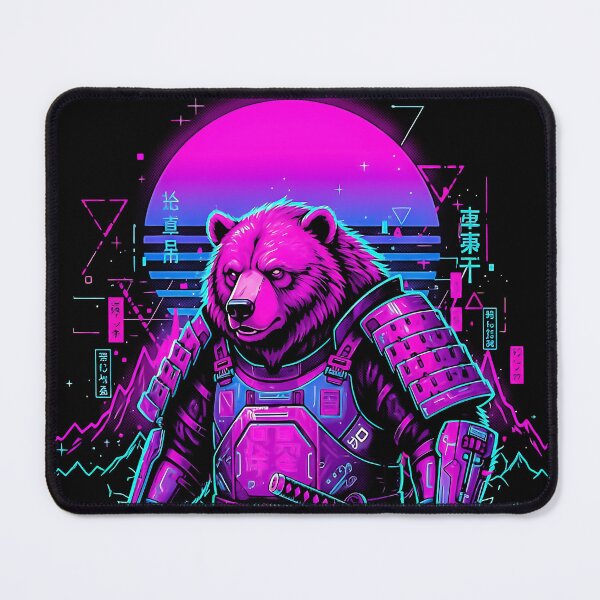 Item preview, Samurai Bear Neon Synthwave Warrior designed and sold by graphixpolash.