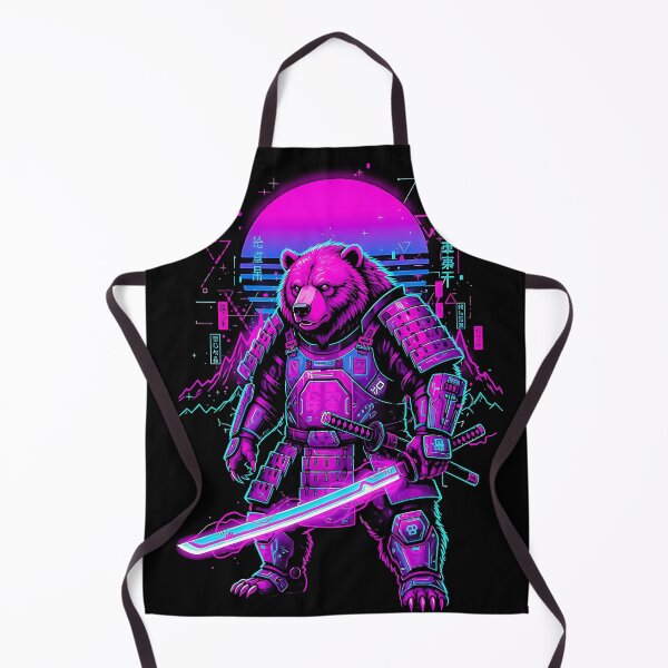 Item preview, Samurai Bear Neon Synthwave Warrior designed and sold by graphixpolash.