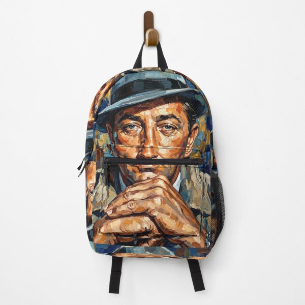 Item preview, The Noir Anti-Hero: Robert Mitchum Trench Coat Impasto Portrait designed and sold by Art's Diner.