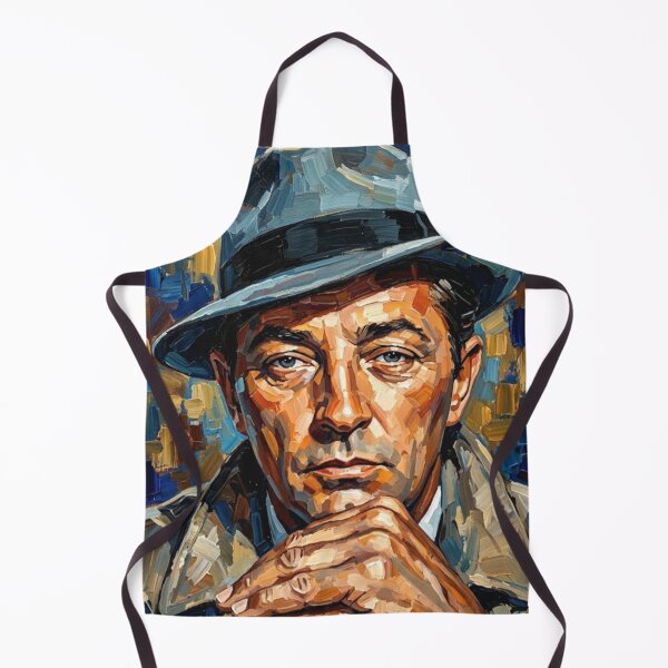 Item preview, The Noir Anti-Hero: Robert Mitchum Trench Coat Impasto Portrait designed and sold by Art's Diner.