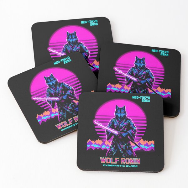 Item preview, Wolf Ronin Cybernetic Blade Synthwave Aesthetic Graphic designed and sold by graphixpolash.