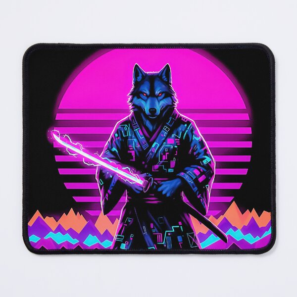 Item preview, Wolf Ronin Cybernetic Blade Synthwave Aesthetic Graphic designed and sold by graphixpolash.