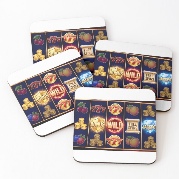 Item preview, Vibrant slot machine with jackpot win symbols and gold coins designed and sold by Creative88Art.