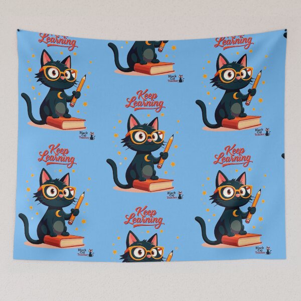 Item preview, Black Cat Teacher Sitting on Book With Pencil designed and sold by Black Cat Merch Company.
