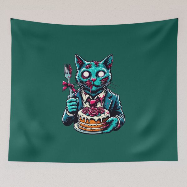 Item preview, Zombie Cat Eats Cake  designed and sold by All About DigiCraft by Fedelina.