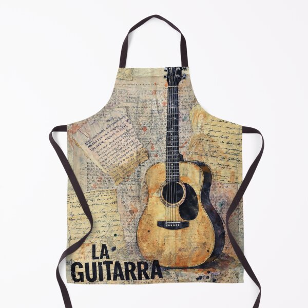 Item preview, La Guitarra Vintage Guitar Art Collage, Acoustic Guitar Illustration, Musician Gift, Dark Academia Music Aesthetic Poster designed and sold by art2print.