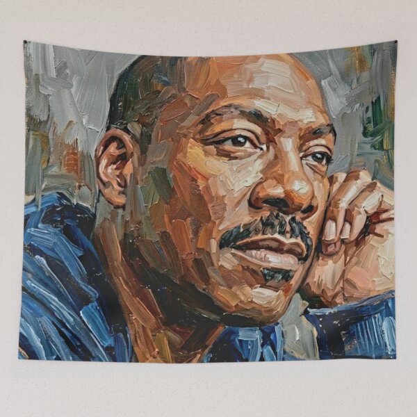 Item preview, The King of Comedy: Eddie Murphy Sapphire & Slate Impasto Portrait designed and sold by Art's Diner.