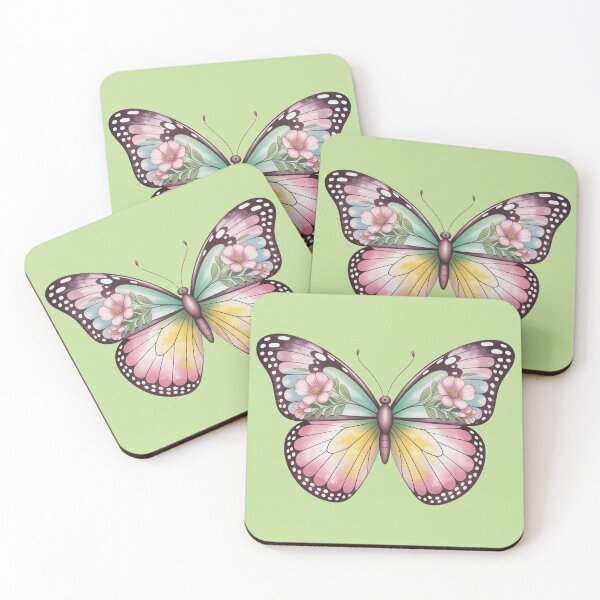 Item preview, Floral Watercolor Butterfly With Pastel Wings designed and sold by SoftStyleStudio ⭐⭐⭐.