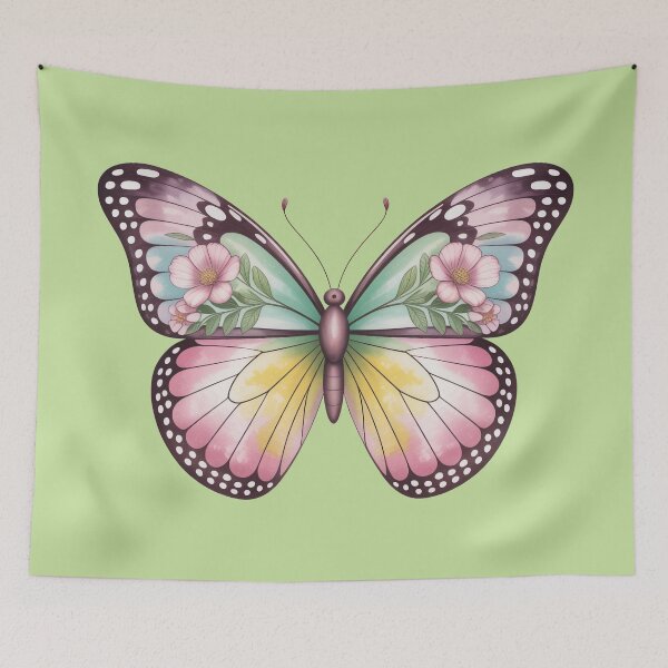 Item preview, Floral Watercolor Butterfly With Pastel Wings designed and sold by SoftStyleStudio ⭐⭐⭐.