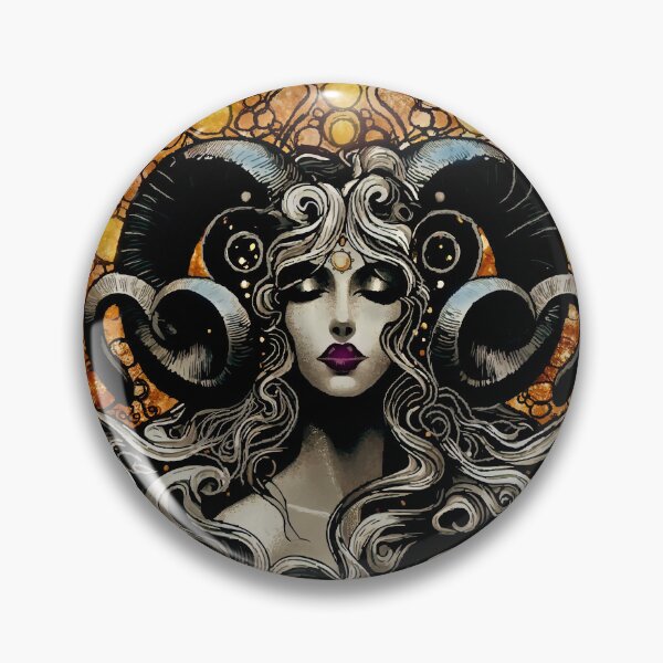 Item preview, Aries Sticker Zodiac Art Nouveau | Gold Celestial Ram Portrait designed and sold by  Ojo de Lilith.