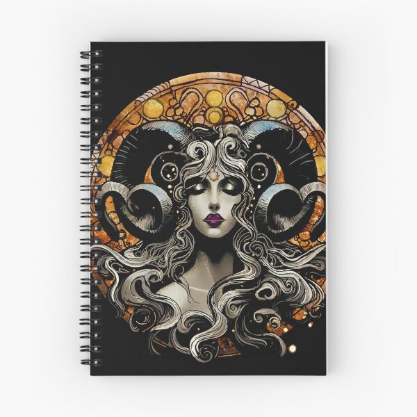 Item preview, Aries Sticker Zodiac Art Nouveau | Gold Celestial Ram Portrait designed and sold by  Ojo de Lilith.