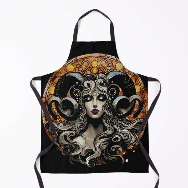 Item preview, Aries Sticker Zodiac Art Nouveau | Gold Celestial Ram Portrait designed and sold by Ojo de Lilith.