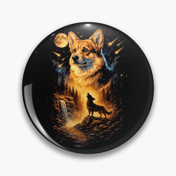 Item preview, Funny Welsh Corgi Howling at The Moon Vintage Mystical Dog designed and sold by Kladhadredo.