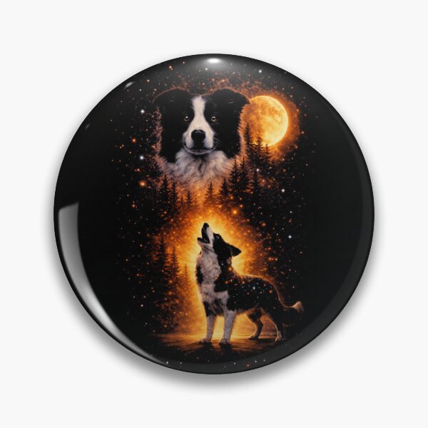 Item preview, Funny Border Collie Howling at The Moon Vintage Mystical Dog designed and sold by Kladhadredo.