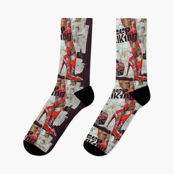 Item preview, Women Empowerment Collage with Red High Heels and Bold Keep Walking Typography designed and sold by OlfactoART Studio.
