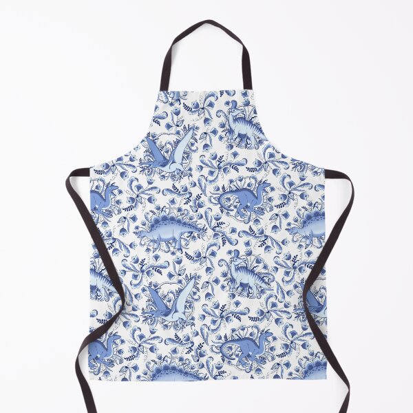 Item preview, Jurassic Delft in Blue - Dinosaurs in Florals designed and sold by mikaelaK.