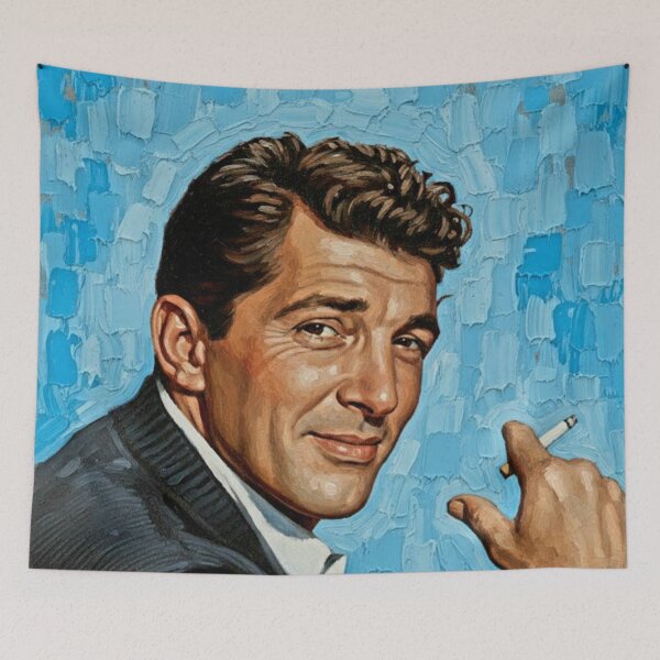 Item preview, The Velvet Rebel: Dean Martin Mid-Century Azure Portrait designed and sold by Art's Diner.