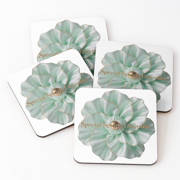 Item preview, Elegant green flower with golden center and special spring discount text designed and sold by Creative88Art.