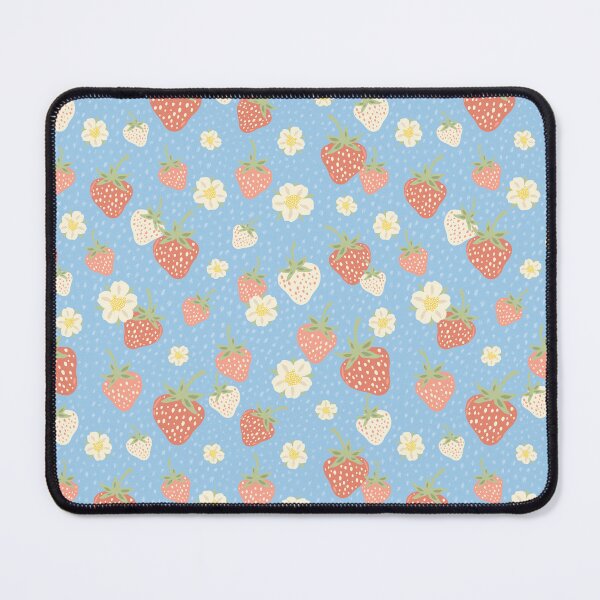 Item preview, Blue floral strawberry summer picnic pattern  designed and sold by Patternandflow.