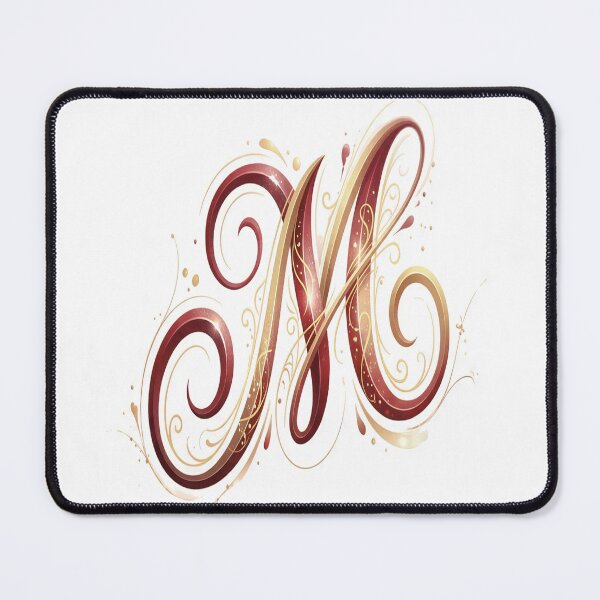 Item preview, Elegant Golden & Crimson Fluid Letter M designed and sold by KalamAura.