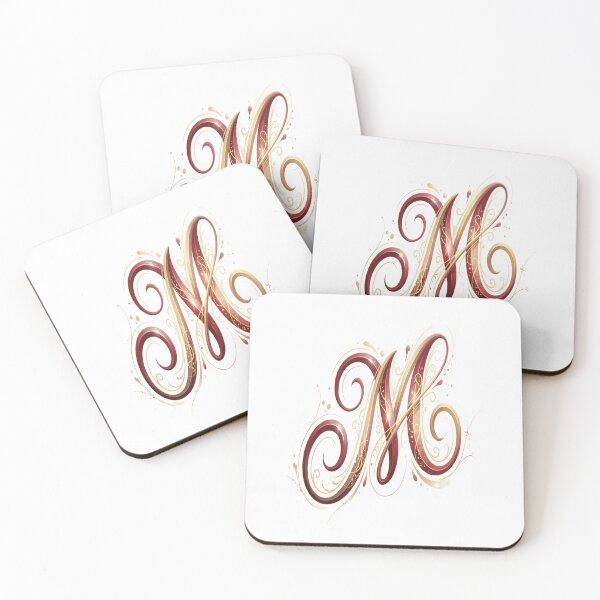 Item preview, Elegant Golden & Crimson Fluid Letter M designed and sold by KalamAura.