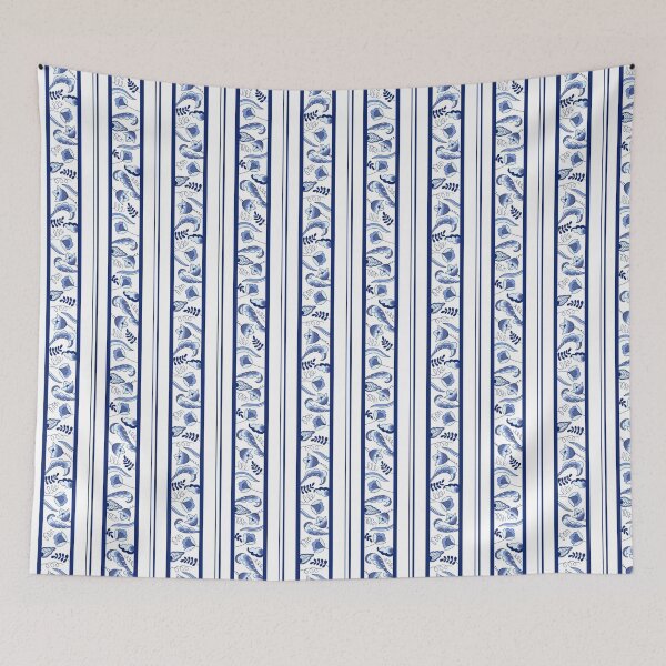 Item preview, Jurassic Delft in Blue - Floral Stripes designed and sold by mikaelaK.