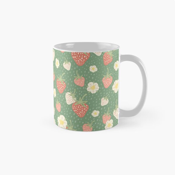 Item preview, Sage green floral strawberry summer picnic pattern  designed and sold by Patternandflow.