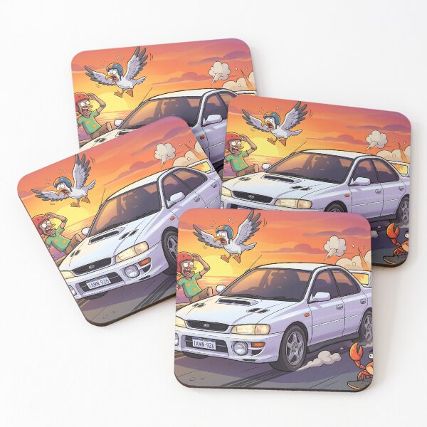 Item preview, White Subaru Impreza Cartoon designed and sold by Racing Art Store.