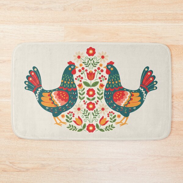 Item preview, Flower Patterned Chickens in Decorative Motifs – Scandinavian Folk Art by heidiannemorris © designed and sold by FOLK ART FUSION by heidiannemorris.