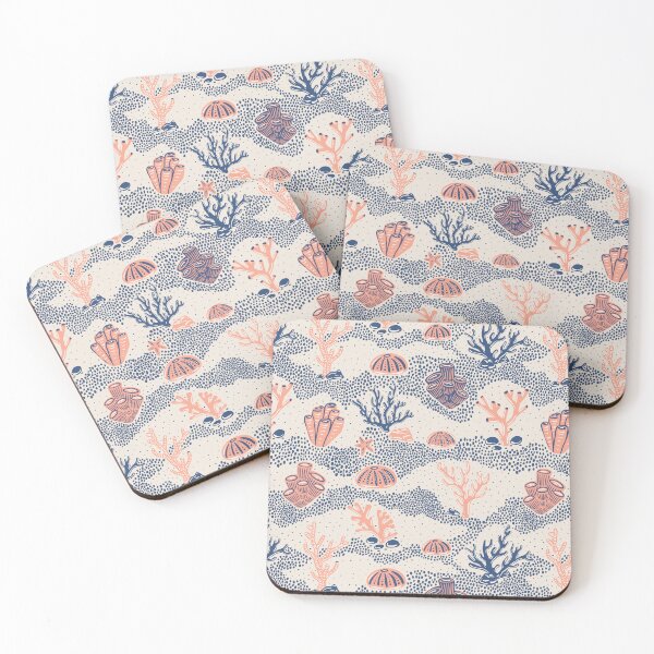 Item preview, Sand Navy Ocean Floor Coastal Beach Coral Pattern designed and sold by Patternandflow.