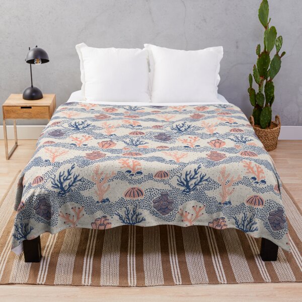 Item preview, Sand Navy Ocean Floor Coastal Beach Coral Pattern designed and sold by Patternandflow.
